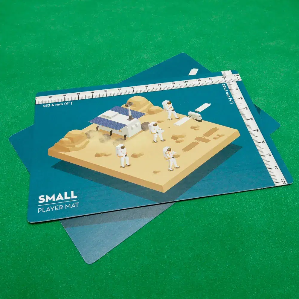 Available in small or medium, your player mats are printed on both sides in vibrant full-colour CMYK, and finished with a smooth, velvety matte varnish