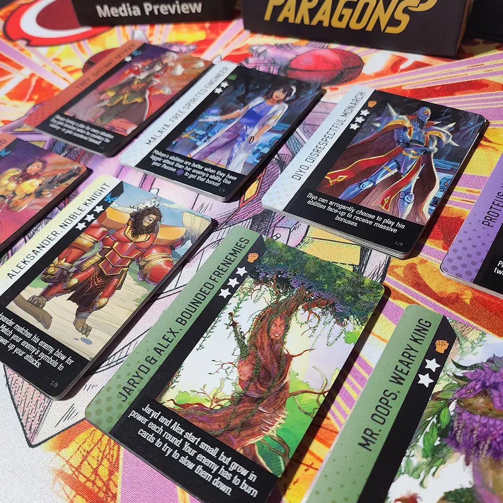Chris Solis uses Launch Lab for small-batch board game printing to create media kits for Pocket Paragons Round 2 in preparation for Kickstarter